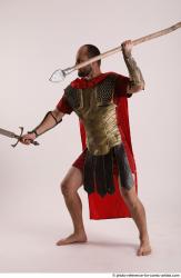 Man Adult Athletic White Fighting with spear Standing poses Army